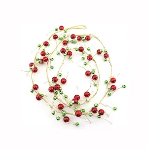 Guirlande rouge en plastique à perles, décoration Unique, pour le nouvel an, noël, fête de mariage, 2021