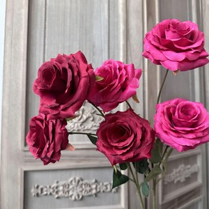 Vente chaude True <span class=keywords><strong>Fushia</strong></span> Rose Fleurs Artificielles Rose pour la Décoration de Mariage à la Maison - Product Image 1