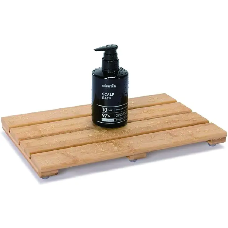 Sturdy and Easy to Clean Bamboo Wooden Bath Shower Mats for Bathroom Floor