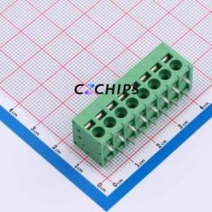 DB241R-5.0-8P-GN Spring Terminal Block Bent Lead Through Hole,P=5mm Connector 1x8P 5mm Green 8P - Product Image 1