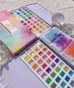 Ensemble <span class=keywords><strong>de</strong></span> peinture aquarelle nacrée 18/20/40 couleurs Pigments <span class=keywords><strong>de</strong></span> couleur métallique scintillants - Product Image 4