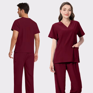 Unisex V-Neck <strong>Scrub</strong> for Operating Room 94% Polyester 6% Spandex Hospital Nurse Uniform with Side Pockets <strong>Plus</strong> <strong>Sizes</strong> - Product Image 2