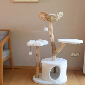 Kattenboom Toren Houten Toren Massief Hout Kat Klimframe Sisal Touw Levert Katten Bedden Modern Voor Grote Echte Tak Luxe - Product Image 3