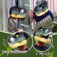 Máscara Realista de Tiranosaurio Rex con Sonido de Rugido, de Plástico, para Fiestas de Halloween, Juguetes para Adultos y Niños