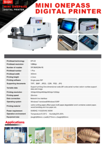 Yinghe-Mini Onepass UV digital <b>printer</b> HP-<b>A3</b> print tech high speed 28m/min For carton plastic metal plate tube container - Product Image 6