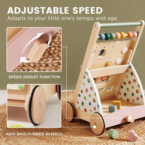 Instelbare Snelheid Montessori Houten <span class=keywords><strong>Baby</strong></span> Rollator Educatief Push Speelgoed Voor De Ontwikkeling Van Kinderen - Product Image 3