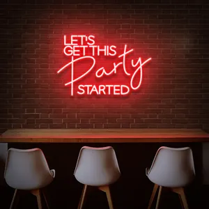 Koncept Drop Shipping 24inch Let's GET THIS Party STARTED Decoration Sign Neon Light Advertising Custom LED Neon Sign