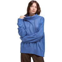 Pull col roulé femme bleu élégant et simple, nouvelle collection automne 2026