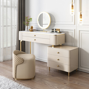 Meja Rias Kayu Unik Multifungsi Mewah <span class=keywords><strong>Vanity</strong></span> White Dengan Cermin dan Kursi - Product Image 4