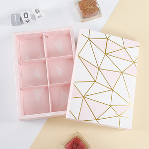 Pastry box with 6 dividers Cupcake Packaging Cookie Boxes Wholesale Baking Food Paper Gift Box Dessert Candy Foldable Cardboard