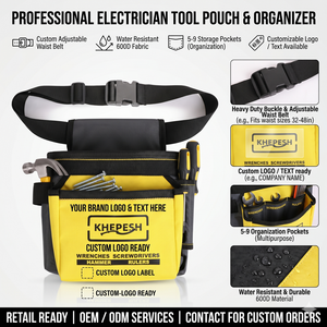 Custom Electrician <b>Tool</b> Pouch <b>Tool</b> Organizer For Screws And Hammer With Adjustable Waist Belt Water Resistant 5-9 Pockets - Product Image 2