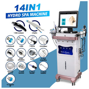 Machine d'hydrodermabrasion de beauté clinique 14-en-1 la plus vendue avec poignée OEM, jet d'eau Aqua Hydro H2O2, prise européenne - Product Image 5