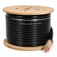 Câble d'alimentation souterrain YJV22 à 4 conducteurs en cuivre, isolé XLPE, blindé en PVC, pour câblage de construction 4*50mm2