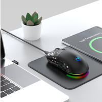 Souris optique sans fil HXSJ T90 3 modes 1000Hz PAW3212 rétroéclairée RGB 6 boutons silencieux 650mAh rechargeable pour ordinateur portable