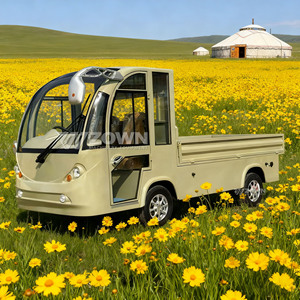 Carro Eléctrico Ligero de Servicio, Carro Plano Simple de Color Beige para Mantenimiento de Paisajes en Resorts y Parques - Product Image 4