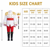 Ensemble de Costume de Prince Royal pour Garçon, 5 Pièces : Veste Blanche, Épaulettes à Franges Dorées, Cape Rouge, Écharpe, Couvre-Bottes, Couronne à Gemmes, Sceptre