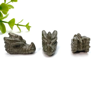 Adorno de Escritorio de Oficina con Cabeza de Dragón de Pirita Grabada, Pulido para Fines Decorativos, Venta al por Mayor - Product Image 3