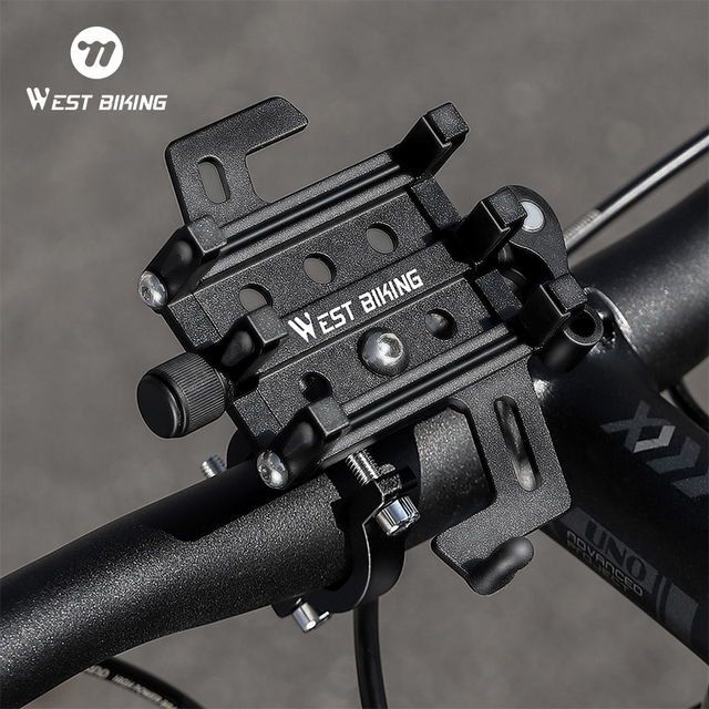 WEST BIKING Aluminum Alloy Bicycle Phone Holder Quick Release Adjustable Bike Phone Holder Anti-shake Cycling Phone Holder
