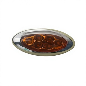 Feu de gabarit LED ovale chromé 12V 24V, 6 SMD, ambre, pour camion et remorque - Product Image 1
