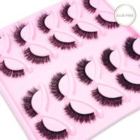10 Pasang Bulu Mata Sintetis Mink Model Cat Eye Mengembang Tipis Berbulu Lembut Kotak Pink Grosir untuk Wanita Pemakaian Sehari-hari Riasan