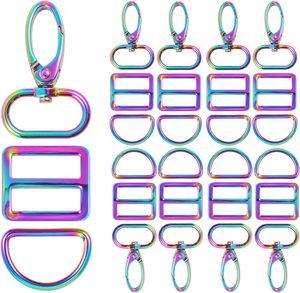 PECMER <b>Rainbow</b> Inch Swivel Hooks Buckles D-Rings Purse Strap Hardware Set for <b>Bags</b> - Product Image 1