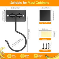 Support adhésif pliable pour bananes sous l'armoire, crochet en métal noir pour bananes sous le comptoir, support de suspension pour cuisine