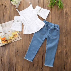 Conjunto de Pantalones Largos con Bordado de Flores para Niñas, Ropa Infantil al por Mayor, Ropa de Boutique para Niños - Product Image 3