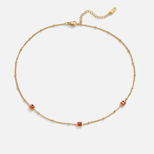 قلادة خانقة مخصصة من LUCKYJIU مقاومة للماء وعدم التلف، مطلية بالذهب عيار 18 قيراط من الفولاذ المقاوم للصدأ مع كريستال أحمر للنساء - Product Image 2