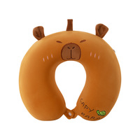 Peluche Capybara longue et moelleuse, oreiller en forme de U pour la pause déjeuner au bureau et les voyages - Remplissage en coton PP 11-30 cm, à partir de 14 ans