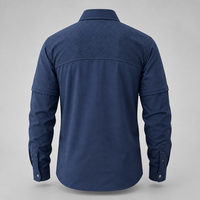 Kemeja Kasual Pria Lengan Panjang 100% Katun dengan Saku - Warna Solid, Bahan Dobby Bernapas, Kancing Depan, Gaya Pakaian Kerja untuk Layanan OEM