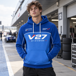 Sweat-shirt unisexe de club de motards, 100% coton, hiver, bleu et blanc, poche kangourou, cordon de serrage, pour week-end de course - Product Image 1