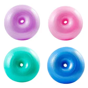 Hot Selling Custom Logo Multicolor 50cm Pvc Material Doughnut Donut Women Yoga Balance Ball For Yoga Exercise