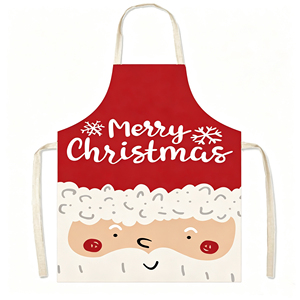 Tablier de cuisine en coton et lin, imprimé Noël, lavable, pour <span class=keywords><strong>chef</strong></span>, nettoyage, pâtisserie, cadeau de fêtes - Product Image 3