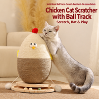 Griffoir vertical moderne en bois massif avec sisal, jouet d'auto-entretenissement pour chat, plateau tournant, arbre à chat d'escalade, en carton