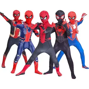 Venta al por mayor de superhéroes adultos Cosplay niños TV y película Spiderman Halloween Anime niños disfraces de Halloween