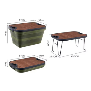 ตะกร้าปิกนิกพลาสติกมัลติฟังก์ชั่นกลางแจ้งตะกร้าปิคนิคพับได้พร้อมที่จับริมฝีปากโต๊ะ - Product Image 1