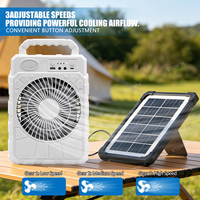 Kit de ventilateur solaire CL-F08, ventilateur de refroidissement de 8 pouces avec 2 ampoules UFO à intensité variable, entrée Type-C pour le camping et l'extérieur