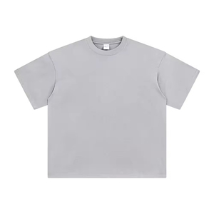T-shirt d'été en coton <span class=keywords><strong>l</strong></span>éger pour hommes 190g T-shirt blanc surdimensionné Impression bouffante personnalisée Col montant T-shirts coupe carrée - Product Image 3