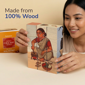 Blocs de puzzle en bois Guixanus, art populaire indien, peints à la main, écologiques - Product Image 1