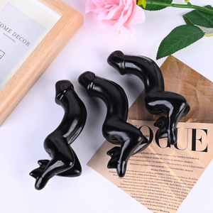 Bloc et cube de cristal naturel sculpté 12 cm, obsidienne noire écologique, corps de femme, pénis, pour décoration intérieure - Product Image 5
