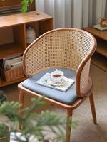 Chaise de salle à manger en bois robuste pour café, bureau à domicile, hôtel, style rétro, luxe léger, avec tressage en osier, fauteuil simple pour séjour à domicile