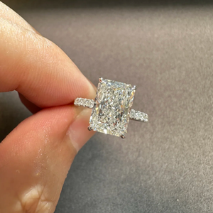 IGI 5ct Radiant Cut 10 Karat Weißgold Lab Grown <span class=keywords><strong>Diamond</strong></span> Verlobung sring mit CVD HPHT <span class=keywords><strong>Diamond</strong></span> - Product Image 1
