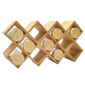 Étagère à épices de cuisine avec bocaux <span class=keywords><strong>en</strong></span> verre pour épices, étagère à épices <span class=keywords><strong>en</strong></span> <span class=keywords><strong>bois</strong></span> de bambou, organisateur de rangement pour comptoir - Product Image 1