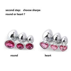 3 Size Anal Plug Heart Stainless Steel Crystal Anal Plug Removable Butt Plug Stimulator Anal Sex Toys Prostate Massager <strong>Dildo</strong> - Product Image 4