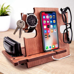 Table de chevet en bois organisateur de téléphone et de montre station d'accueil pour téléphone avec étagère de rangement idée cadeau - Product Image 5