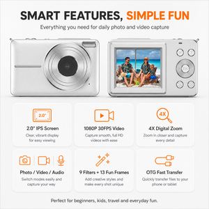 Cámara Digital Portátil DC01C 4K con Enfoque Automático, Cámara Compacta de Apuntar y Disparar para Estudiantes y Principiantes, Regalo de Navidad o Cumpleaños - Product Image 3