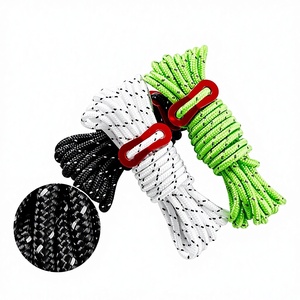 Corde de tente de camping en gros, style Guy Line, 4 mm, épaissie, avec bandes réfléchissantes, pour fixation de auvent, modèle coloré - Product Image 1