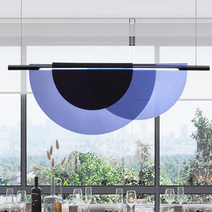 Luminaire suspendu en fer forgé de style nordique minimaliste postmoderne, forme de macaron, bande longue, pour comptoir de bar, lustre pour salle à manger - Product Image 6