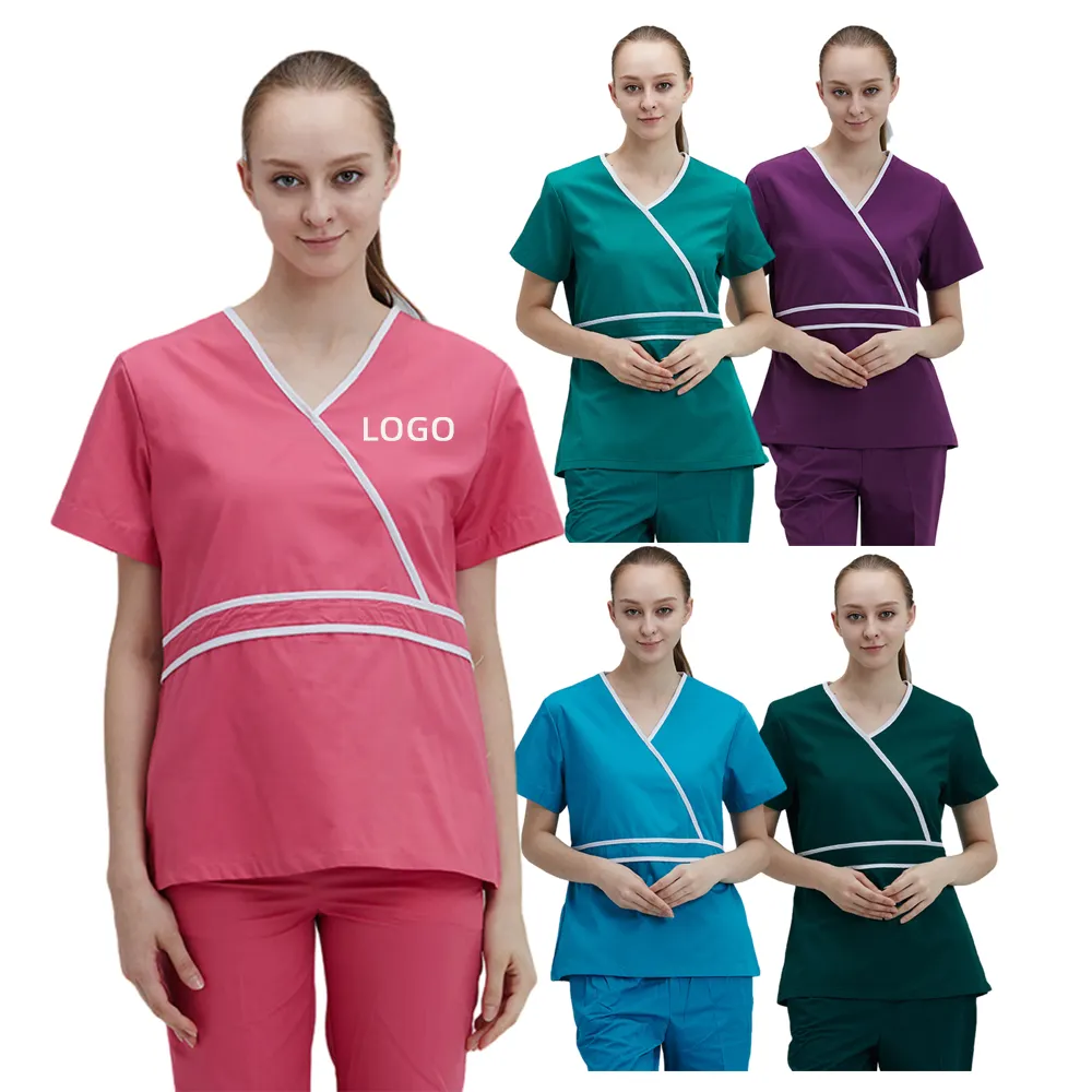 Abbigliamento da lavoro infermieristico medico con salone di bellezza femminile rosa personalizzato