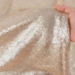 Rede de tule de renda barata 3mm champanhe glitter, para vestido de casamento roupas